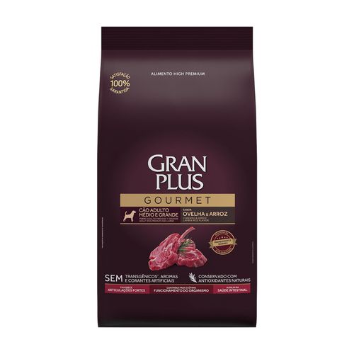 Gran Plus Gourmet Adulto Raza Mediana y Grande Cordero y Arroz 15 kg