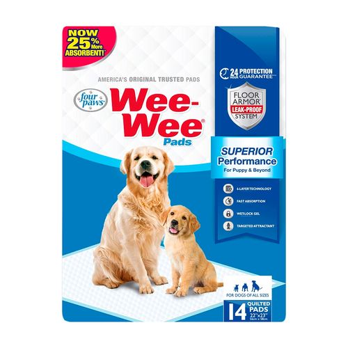 Wee Wee 24 H Protection Pads For Puppies & Adult Dogs X14 unidades