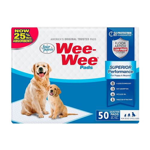 Wee Wee 24H Protection Pads For Puppies & Adult Dogs X50 Unidades