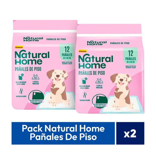 Pack X2 Natural Home Pañales De Piso X12 Unidades