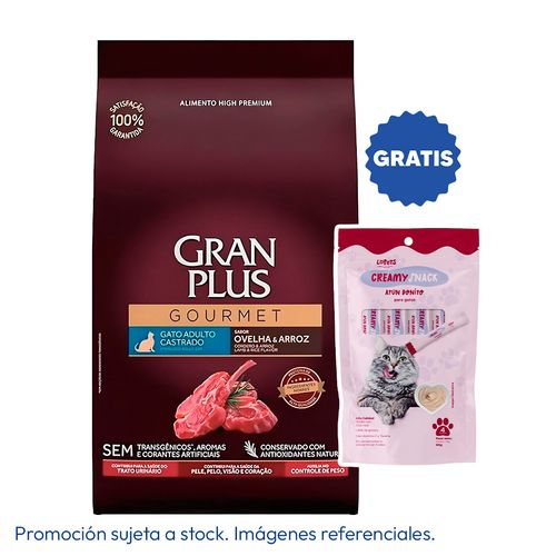 Gran Plus Gourmet Gato Castrado Cordero y Arroz 10 kg