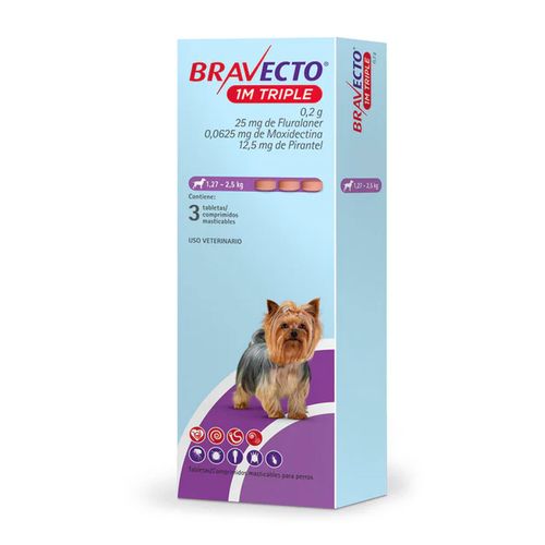 Bravecto 1M Triple 1.27 - 2.5 kg (25 mg)