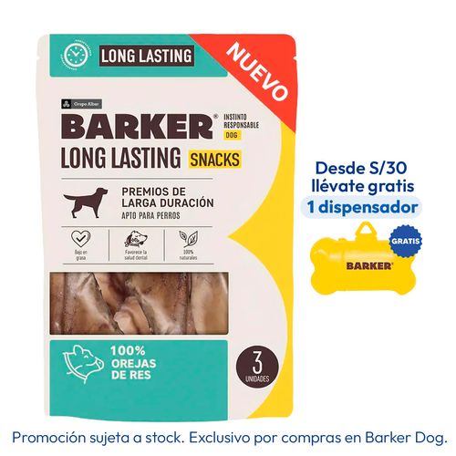 Barker Long Lasting Snacks Orejas de Res X3 Unidades