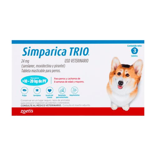 Simparica Trío 10 - 20 kg X3 Tabletas