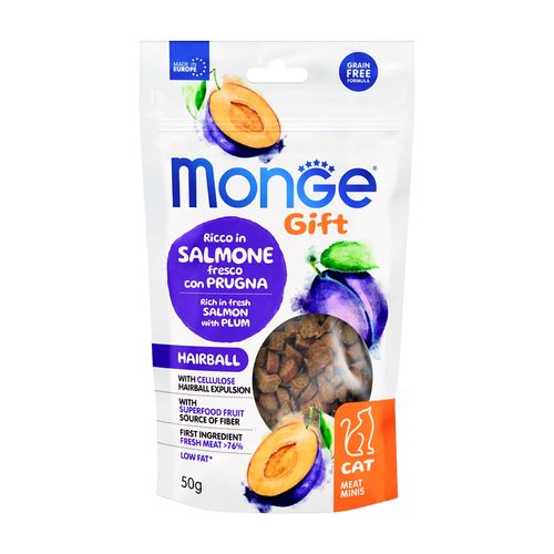 Monge Gift Feline Meat Minis Hairball (Salmón Con Ciruelas) 50 gr