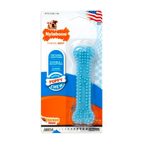 Nylabone Juguete Para Cachorro Chew Blue Dental Bone Chicken - Petite