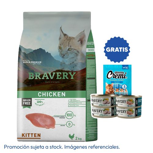 Bravery Gato Kitten Pollo 2 kg