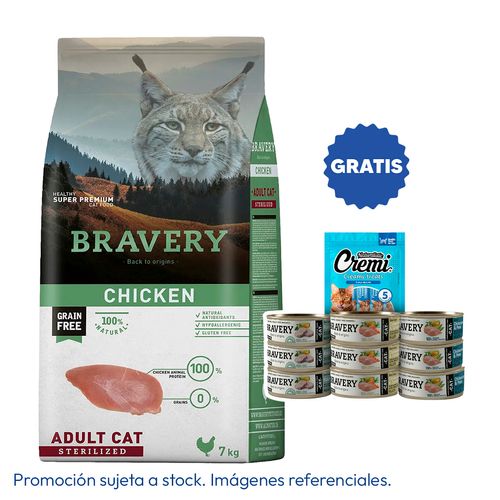 Bravery Gato Adulto Esterilizado Pollo 7 kg
