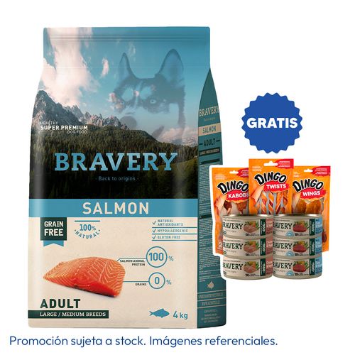 Bravery Adulto Raza Mediana y Grande Salmón 4 kg