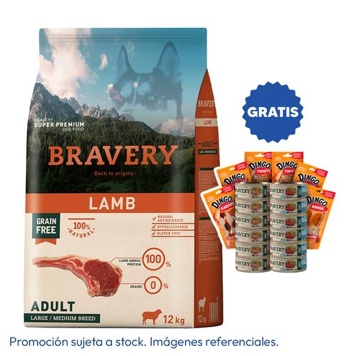 Bravery Adulto Raza Mediana y Grande Cordero 12 kg