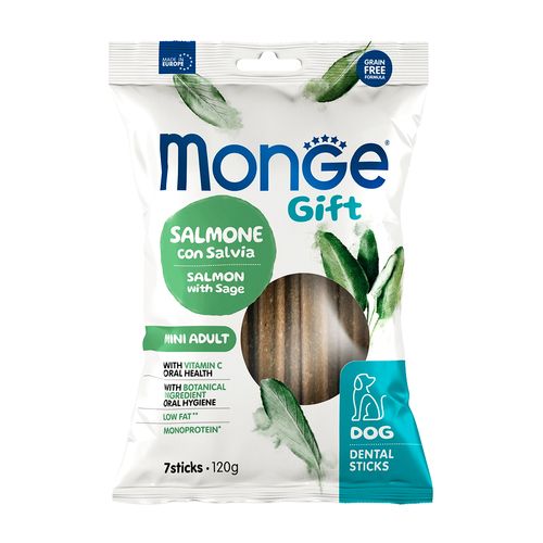 Monge Gift Canine Mini Adult Dental Sticks (Salmón Con Salvia) 120 gr
