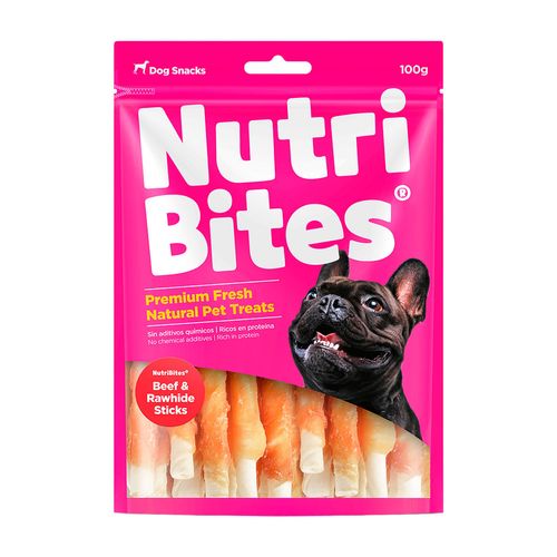 NutriBites Snacks Para Perros Beef & Rawhide Sticks 100 gr