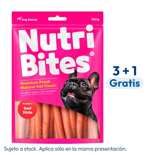 NutriBites Snacks Para Perros Beef Sticks 100 gr