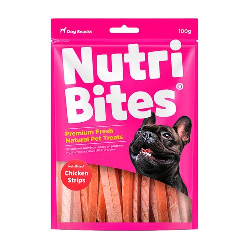 NutriBites Snacks Para Perros Chicken Strips 100 gr