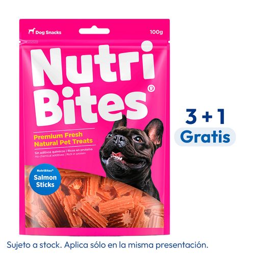 NutriBites Snacks Para Perros Salmon Sticks 100 gr