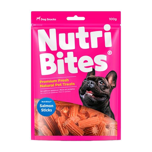 NutriBites Snacks Para Perros Salmon Sticks 100 gr