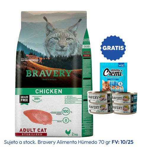 Bravery Gato Adulto Esterilizado Pollo 2 kg