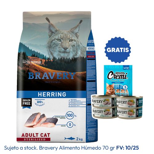 Bravery Gato Adulto Esterilizado Arenque 2 kg