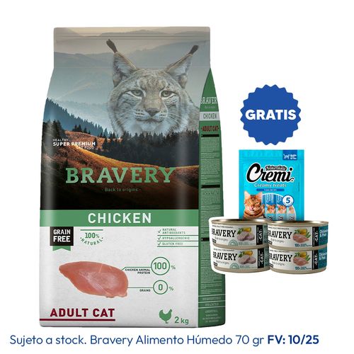 Bravery Gato Adulto Pollo 2 kg