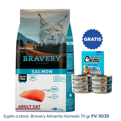 Bravery Gato Adulto Salmón 2 kg