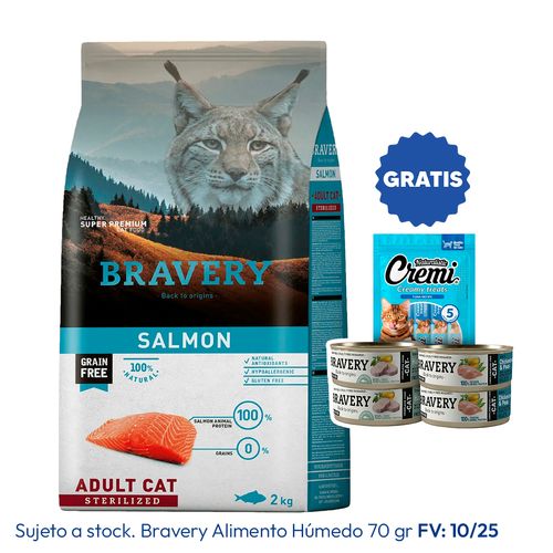 Bravery Gato Adulto Esterilizado Salmón 2 kg