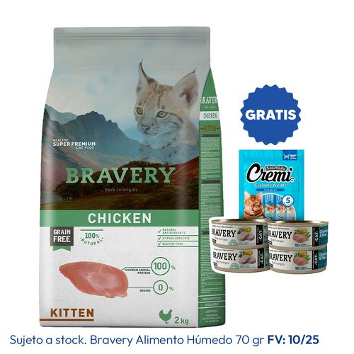 Bravery Gato Kitten Pollo 2 kg