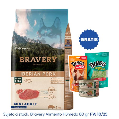 Bravery Adulto Raza Mini y Pequeña Cerdo Ibérico 2 kg