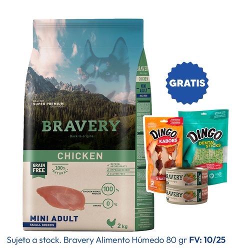 Bravery Adulto Raza Mini y Pequeña Pollo 2 kg