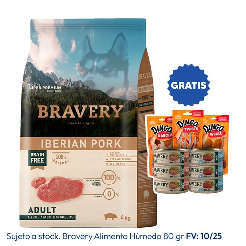 Bravery Adulto Raza Mediana y Grande Cerdo Ibérico 4 kg