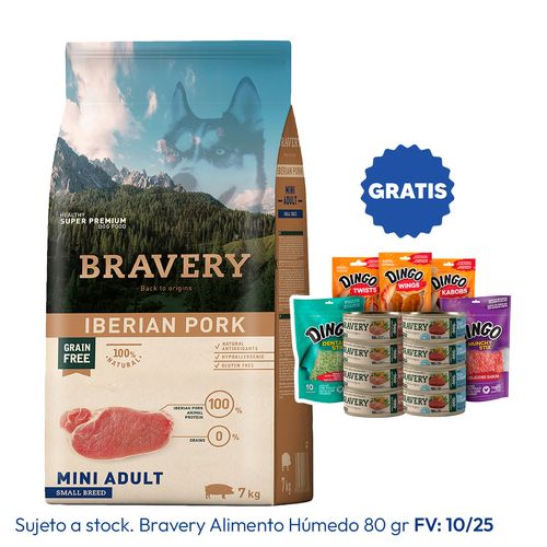Bravery Adulto Raza Mini y Pequeña Cerdo Ibérico 7 kg