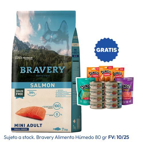 Bravery Adulto Raza Mini y Pequeña Salmón 7 kg