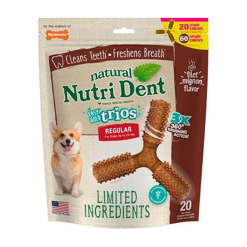 Nylabone Snack Para Perro Nutri Dent Filet Mignon Trios 300 gr