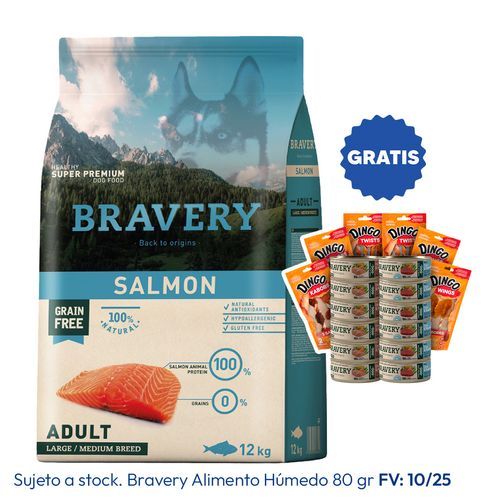 Bravery Adulto Raza Mediana y Grande Salmón 12 kg