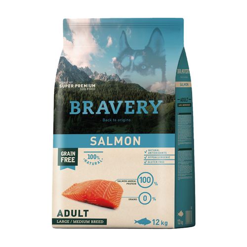 Bravery Adulto Raza Mediana y Grande Salmón 12 kg