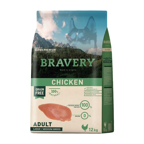 Bravery Adulto Raza Mediana y Grande Pollo 12 kg