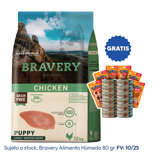 Bravery Cachorro Raza Mediana y Grande Pollo 12 kg