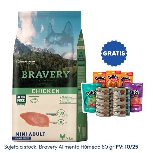 Bravery Adulto Raza Mini y Pequeña Pollo 7 kg