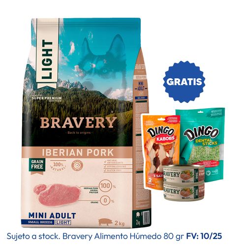 Bravery Adulto Raza Mini y Pequeña Cerdo Ibérico Light 2 kg