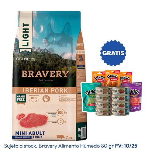 Bravery Adulto Raza Mini y Pequeña Cerdo Ibérico Light 7 kg