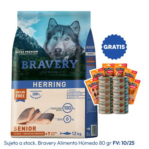 Bravery Senior Raza Mediana y Grande Arenque 12 kg