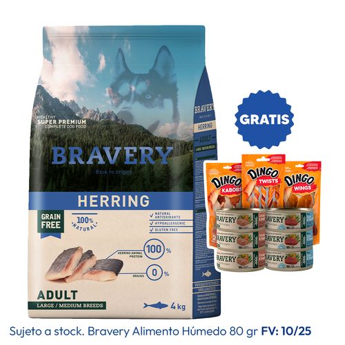 Bravery Adulto Raza Mediana  y Grande Arenque 4 kg