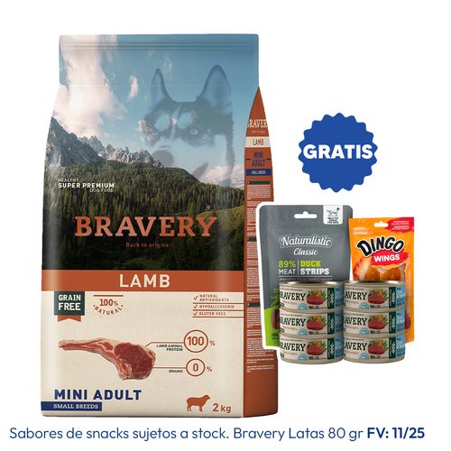 Bravery Adulto Raza Mini y Pequeña Cordero 2 kg