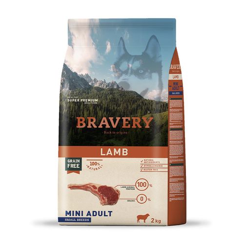 Bravery Adulto Raza Mini y Pequeña Cordero 2 kg
