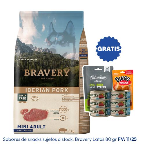 Bravery Adulto Raza Mini y Pequeña Cerdo Ibérico 2 kg