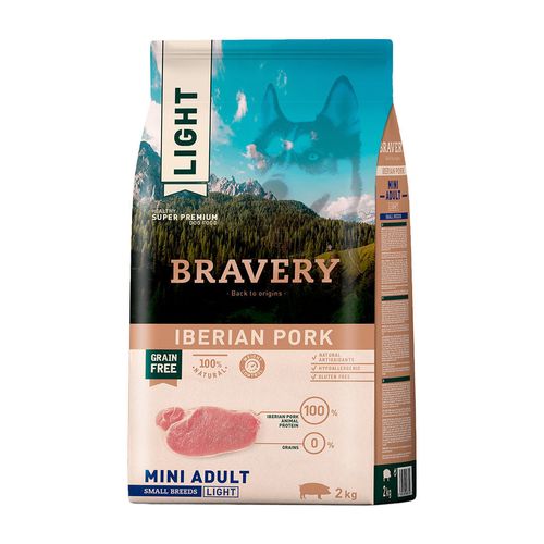Bravery Adulto Raza Mini y Pequeña Cerdo Ibérico Light 2 kg