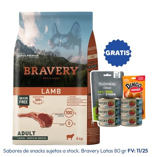 Bravery Adulto Raza Mediana y Grande Cordero 4 kg