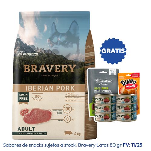 Bravery Adulto Raza Mediana y Grande Cerdo Ibérico 4 kg