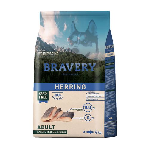 Bravery Adulto Raza Mediana  y Grande Arenque 4 kg