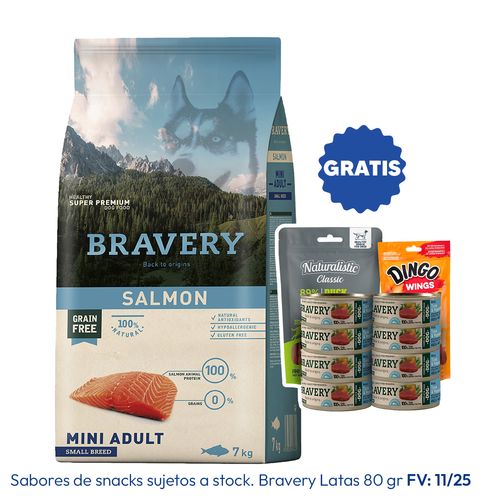 Bravery Adulto Raza Mini y Pequeña Salmón 7 kg