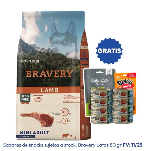 Bravery Adulto Raza Mini y Pequeña Cordero 7 kg